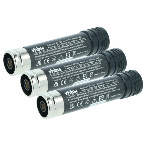 Pack 3x Bateria vhbw para Black & Decker 151995-02, 1519950-3 - 3000 mAh, 3.6 V, NiMH