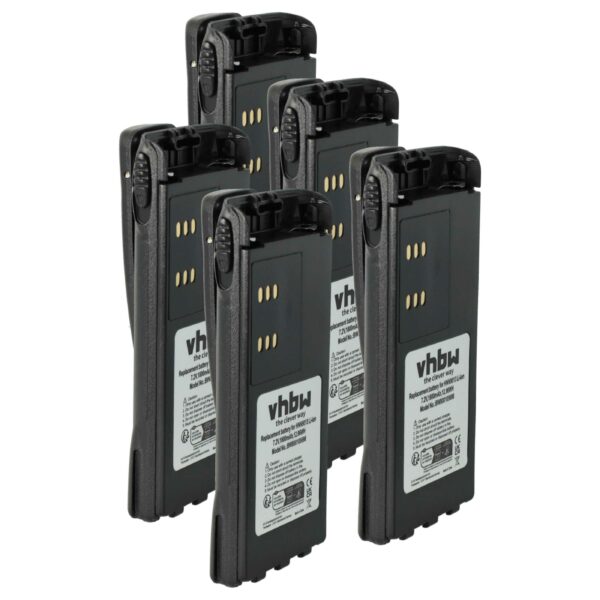Pack 5x Bateria vhbw 1800 mAh 7.2V Li-Ion para Motorola HMNN4151, HMNN4154, HMNN4158, HMNN4159 + Clip