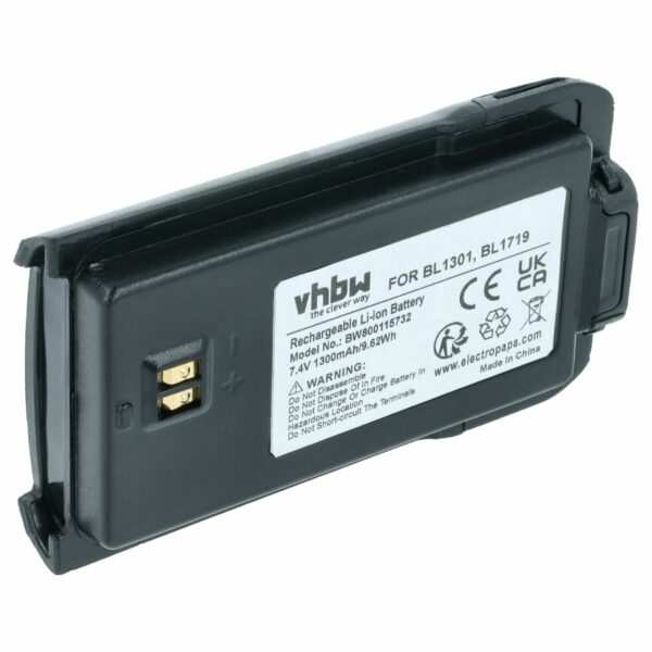 Bateria para Rádio Hyt/Hytera BL2407, BL1301, BL1719 - 1300 mAh 7.4 V Li-Ion vhbw