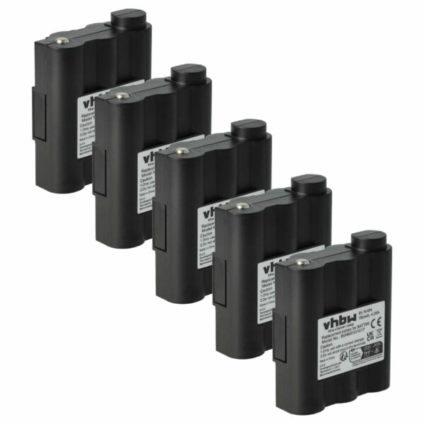 Bateria 5x vhbw para Alan Midland BATT5R, PB-ATL/G7 - 700 mAh 6 V NiMH
