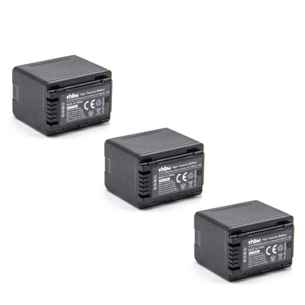 Bateria vhbw 3x para Câmara Panasonic VW-VBK180, VW-VBK360, VW-VBT380, VW-VBT190 - 3200 mAh 3.6 V Li-Ion