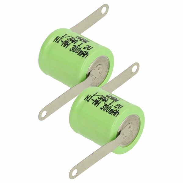 Bateria Recarregável Tipo 1/3AA 300 mAh 1.2V NiMH vhbw - Pack 2x Pilhas de Botão