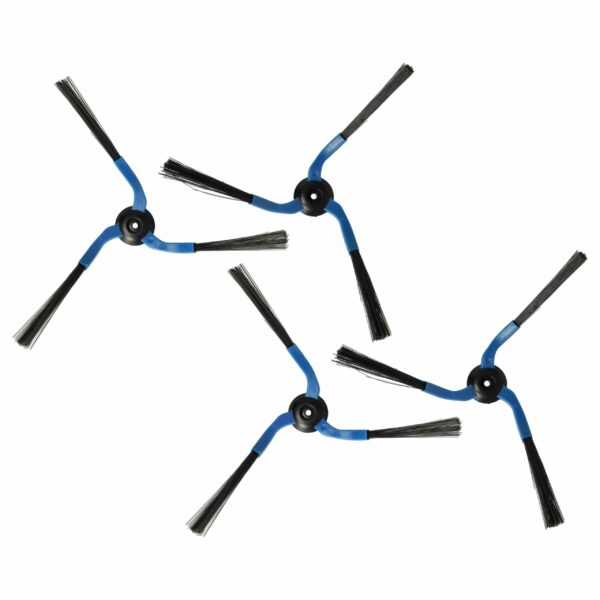 4 Escovas Laterais para Aspirador Robot Samsung SR87xx - 3 Braços, Preto e Azul