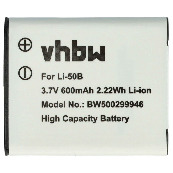 Bateria vhbw compatível com Casio NP-10, NP-150 - 600mAh, 3.7V, Li-Ion