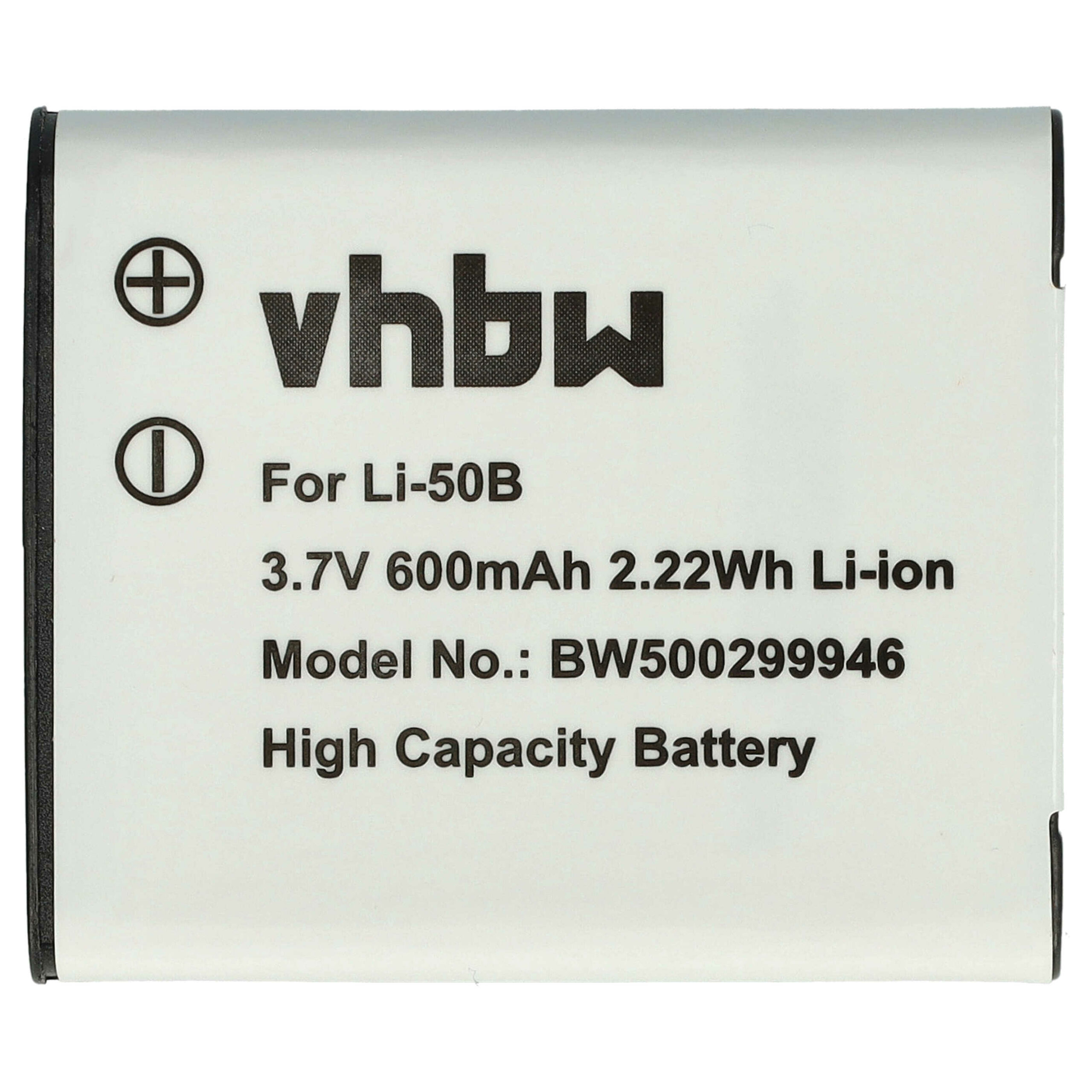 Bateria vhbw compatível com Casio NP-10, NP-150 - 600mAh, 3.7V, Li-Ion