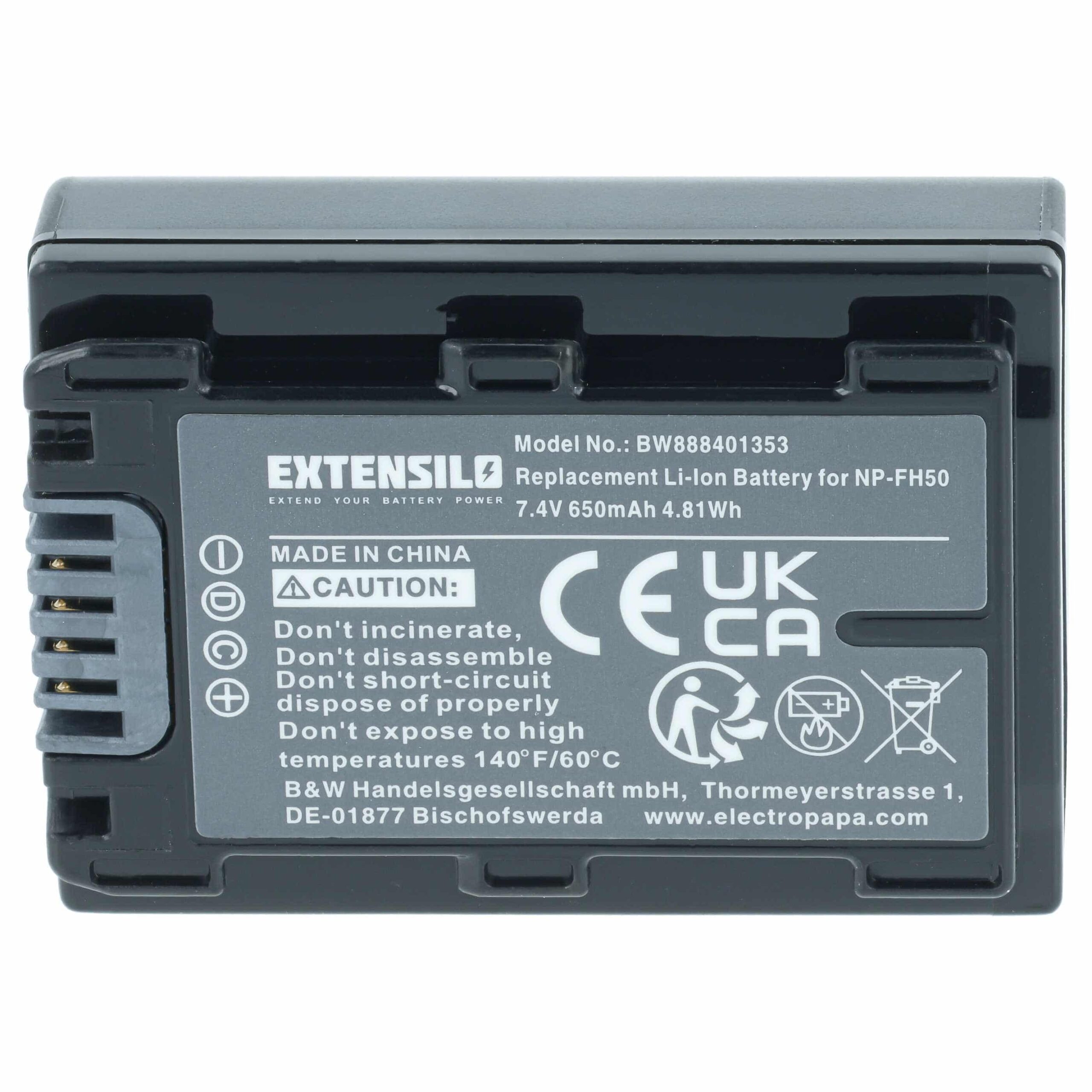 3x Bateria Extensilo para Sony NP-FH70, NP-FH50 - 650mAh, 7.2V - Image 3