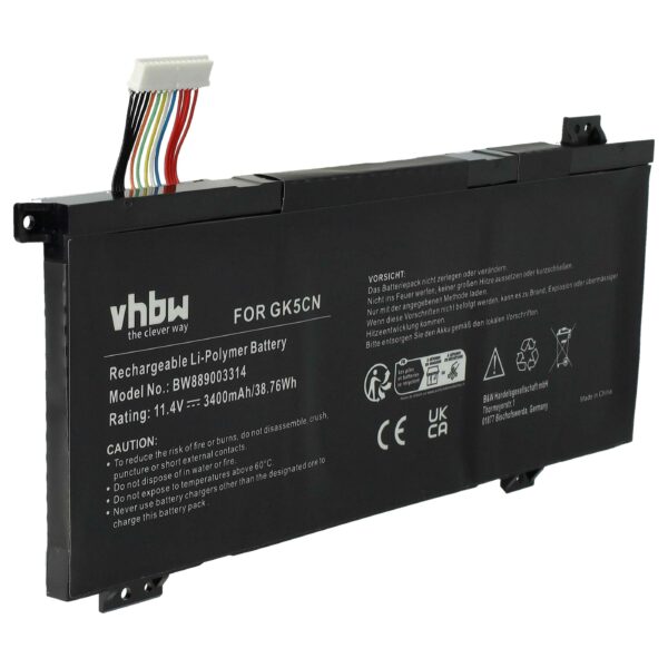 Bateria para Portátil vhbw para Machenike GK5CN-00-13-3S1P-0 3400 mAh 11.4 V Li-polímero