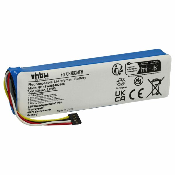 Bateria vhbw para Câmara Xiaomi GH3DC01FM - 800 mAh 7.4 V Li-polymer