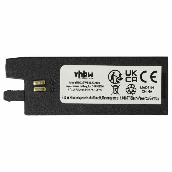 Bateria de Substituição para Afinador Gibson vhbw - 340 mAh 3.7 V Li-polymer