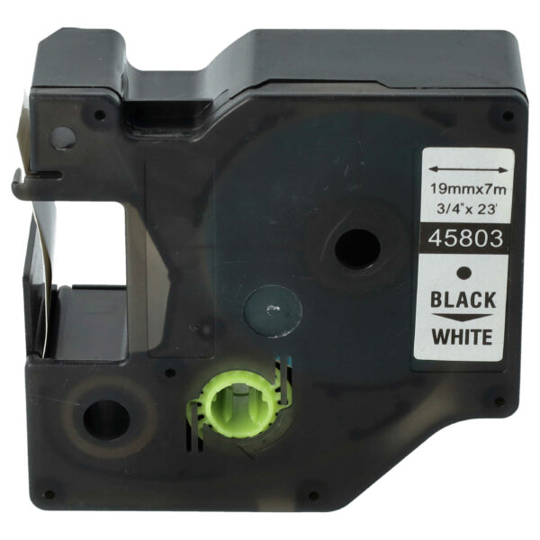 Fita de Etiqueta compatível com Dymo 45803, D1, S0720830 - 19 mm Preto sobre Branco