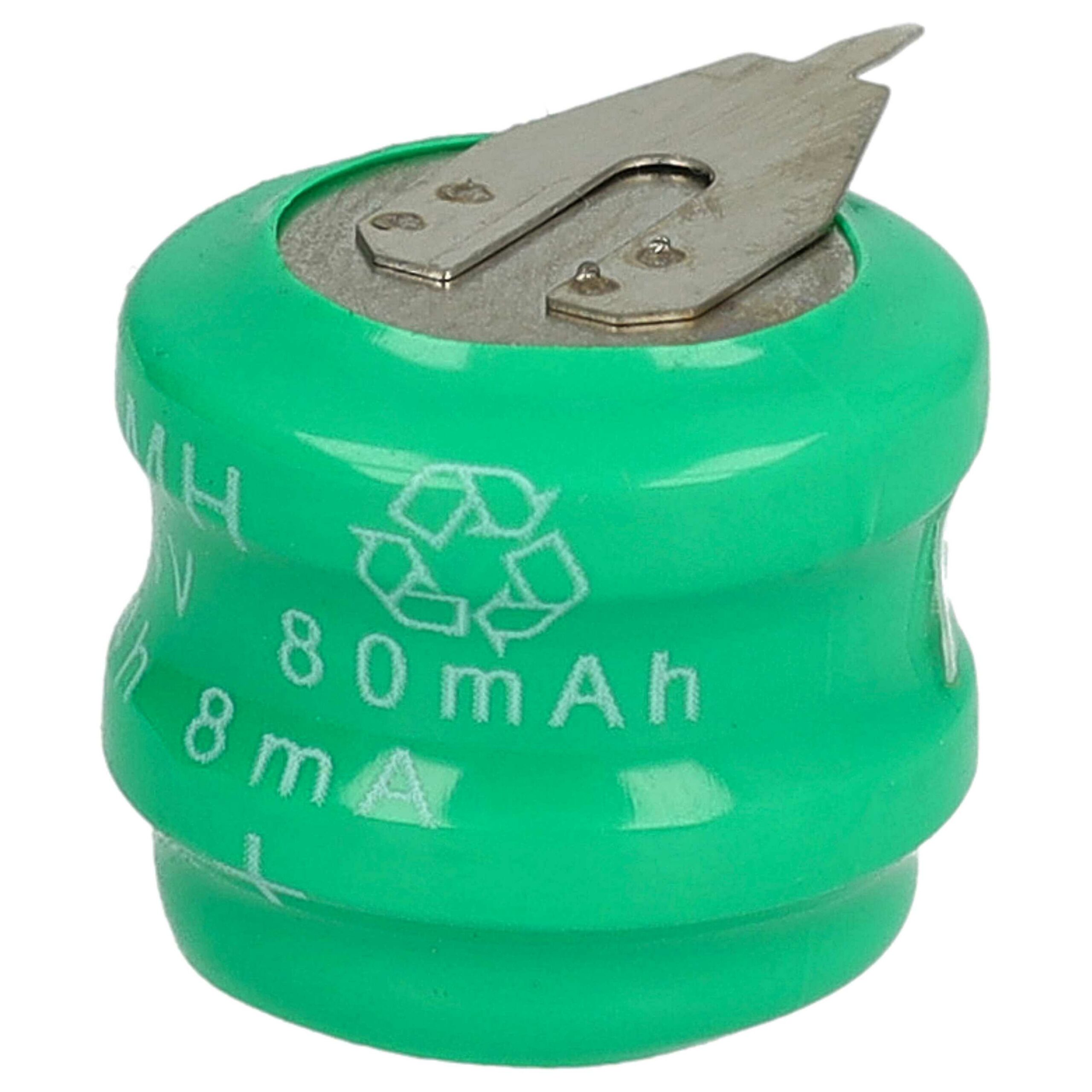 10x Bateria Botão vhbw Tipo V80H 2 Pinos - 80 mAh 2.4 V NiMH - Image 2
