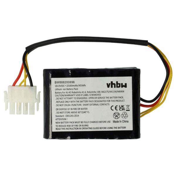 Bateria vhbw 18 V 2500 mAh Li-Ion para AL-KO 442632, 442196, 442175, 440454, 441154, 440629