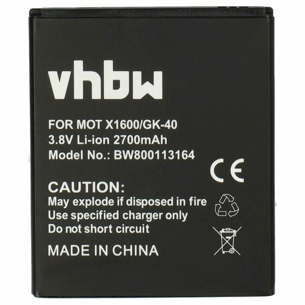 Bateria para Motorola vhbw SNN5981A, SNN5976A, GK40, SNN5979A, SNN5977A - 2700 mAh 3.8 V Li-Ion