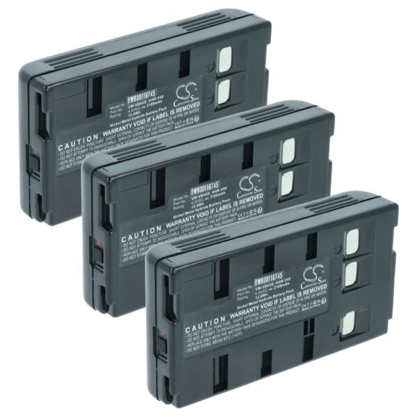 Bateria vhbw 2000 mAh 6V NiMH para Videocâmaras JVC, Panasonic, Philips (Pack 3x)