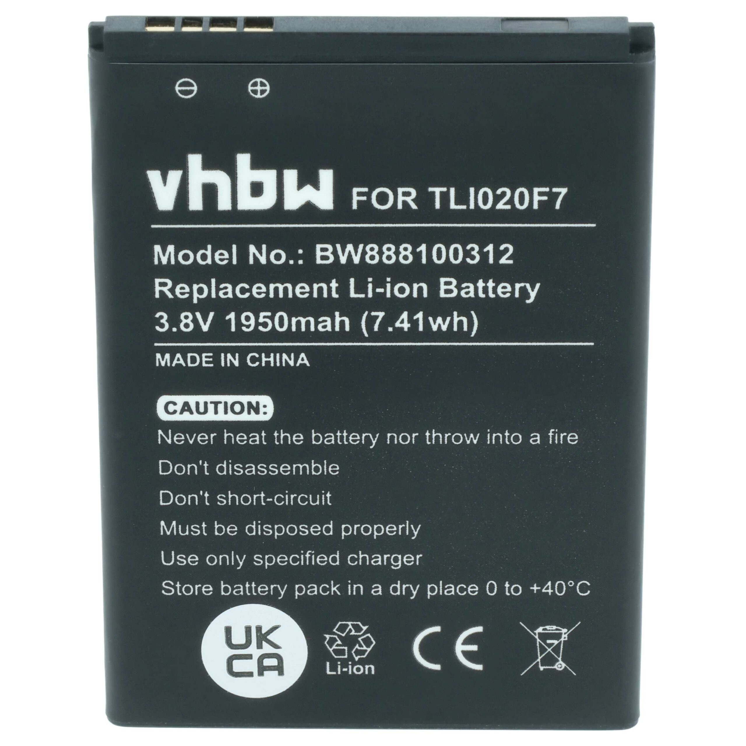 Bateria de Telemóvel vhbw substitui Alcatel TLI020F7 - 1950 mAh 3.8 V Li-Ion - Image 4