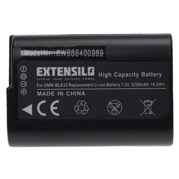 Bateria EXTENSILO para Panasonic DMW-BLK22 - 2250mAh, 7.2V, Li-Ion