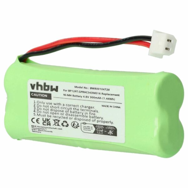 Bateria vhbw para Adestrador de Cães Dogtra GPRHC043M016, BP12RT - 300 mAh 4.8 V NiMH