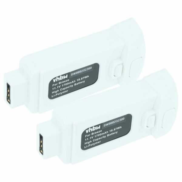Bateria vhbw para Drone Yuneec - 1700 mAh 11.1 V Li-polímero (Pack 2x)