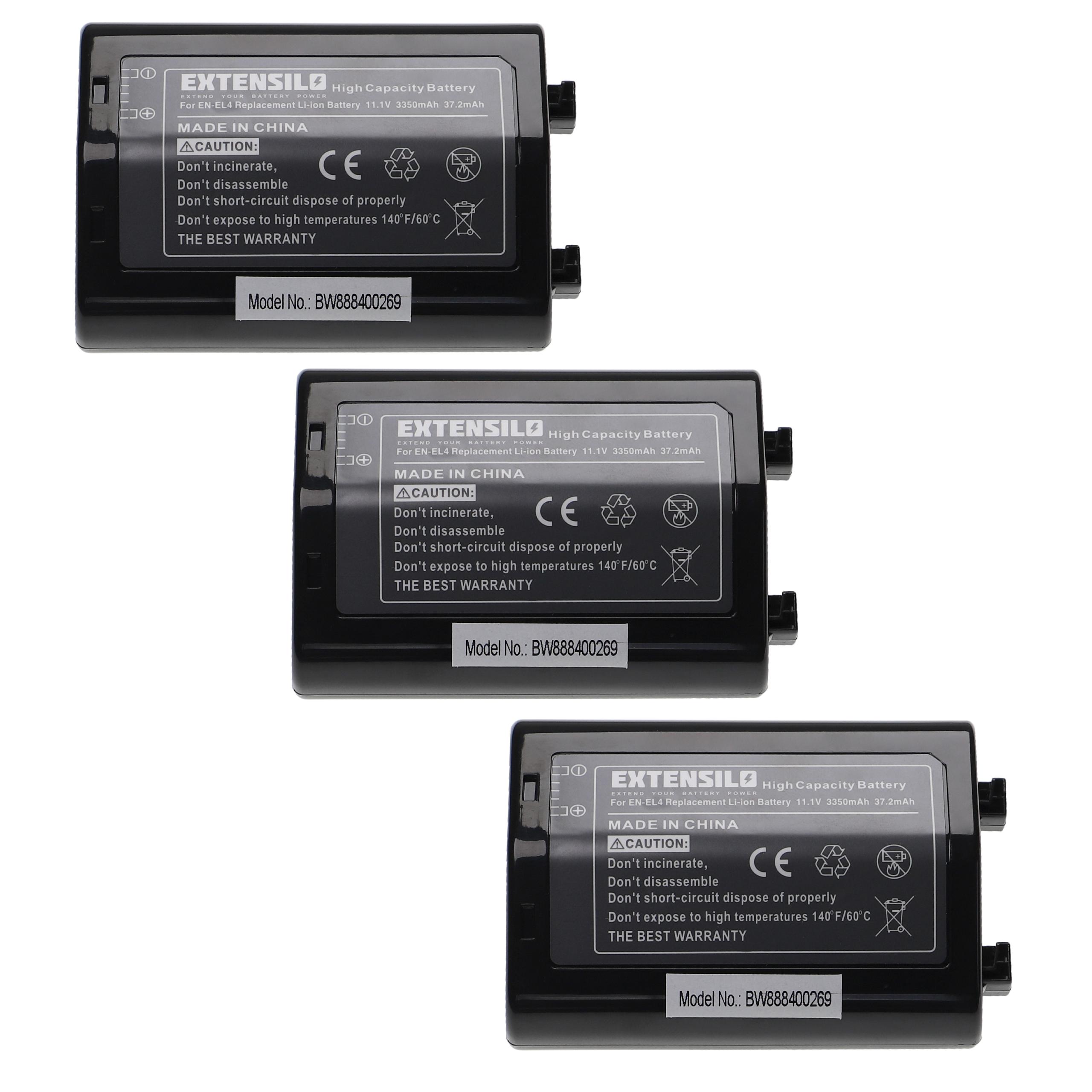3x Bateria EXTENSILO para Nikon EN-EL4e, EN-EL4a, EN-EL4 - 3350mAh, 11.1V, Li-Ion - Image 3