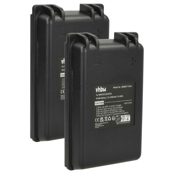 2x Bateria de Substituição para Telecomando Autec MH0707L, NC0707L - 2000 mAh vhbw