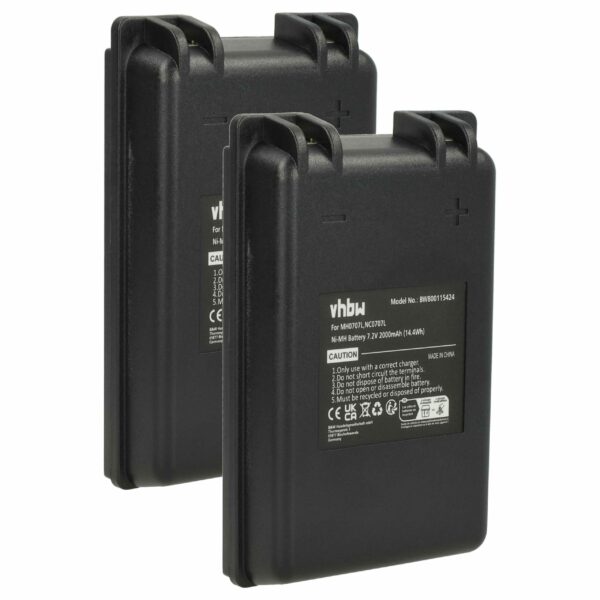 2x Bateria de Substituição para Telecomando Autec MH0707L, NC0707L - 2000 mAh vhbw