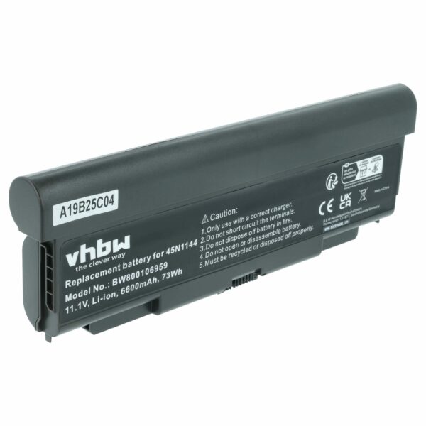 Bateria vhbw para Lenovo 45N1144, 0C52863, 0C52864, 45N1145, 0A36302 - 6600 mAh 11.1 V Li-Ion