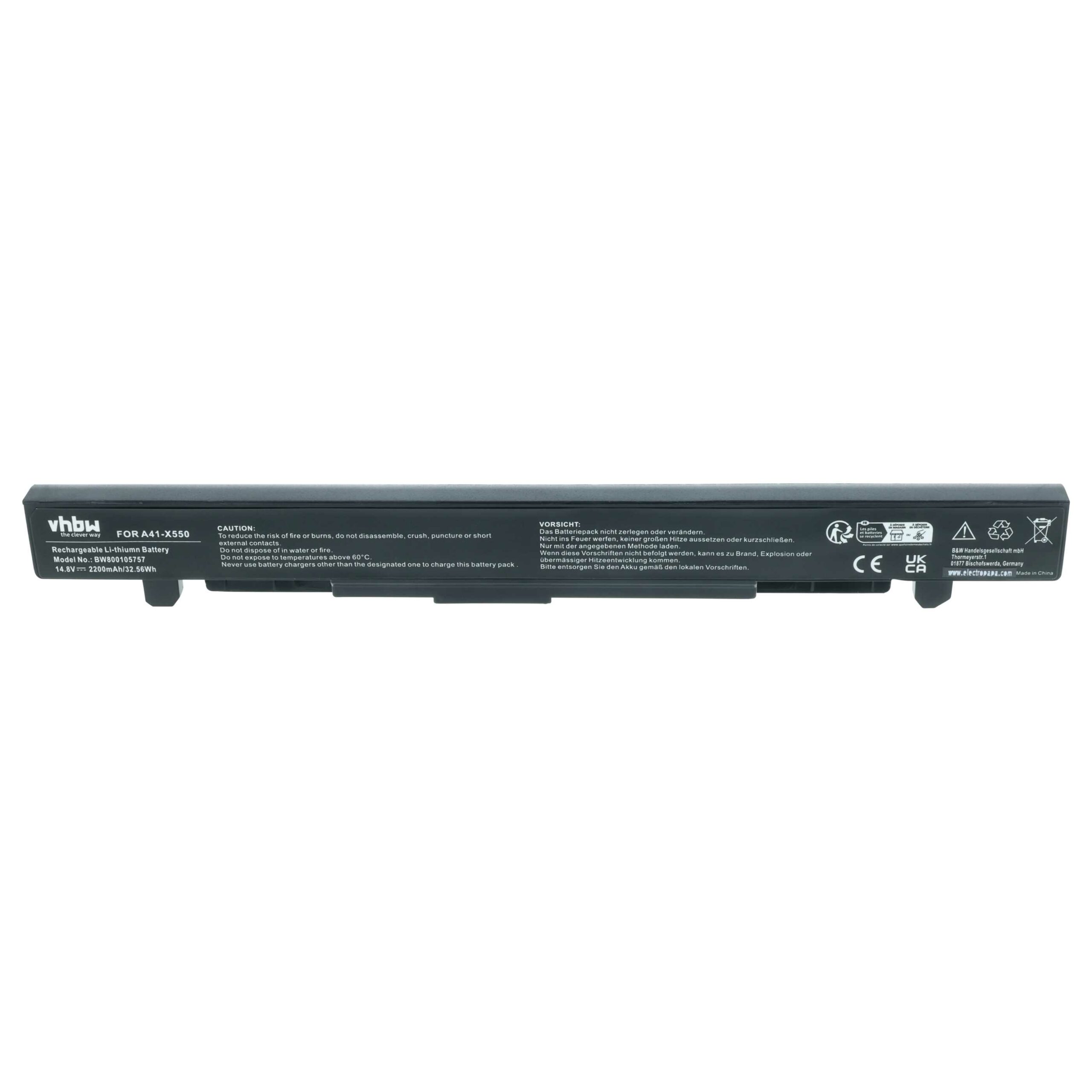 Bateria para portáteis vhbw compatível com Asus A41-X550A, A41-X550 - 2200 mAh 14.8 V - Image 3
