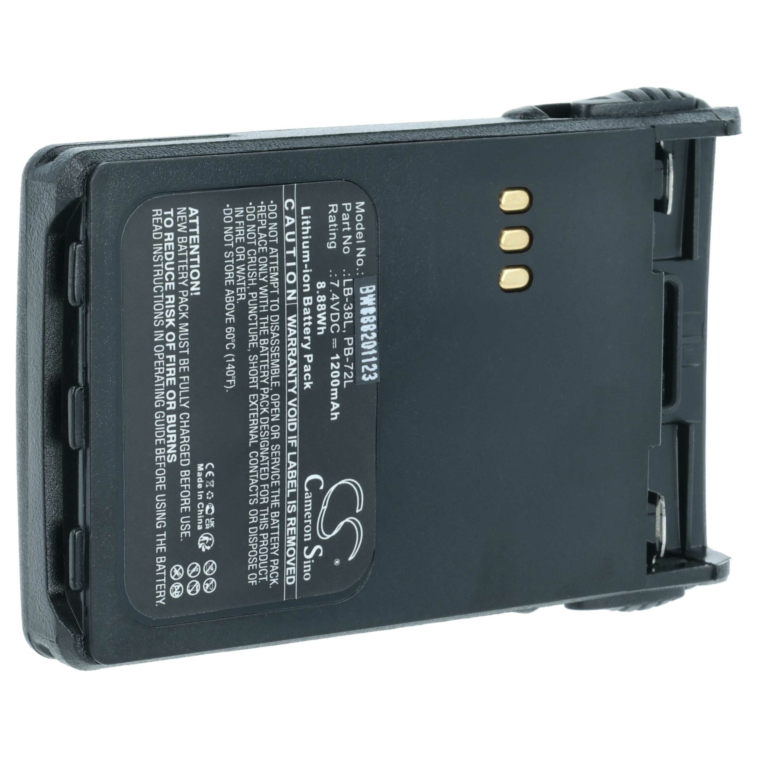 5x Baterias vhbw para Rádio Huntec PB200, LB-62L 1200 mAh 7.4 V Li-Ion + Cliper de Cinto - Image 2