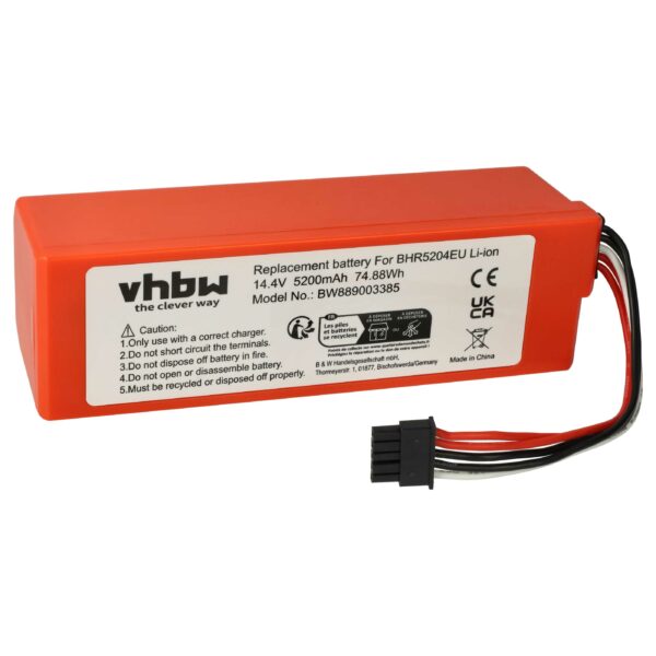Bateria vhbw para aspirador Xiaomi 5200mAh 14.4V Li-Ion