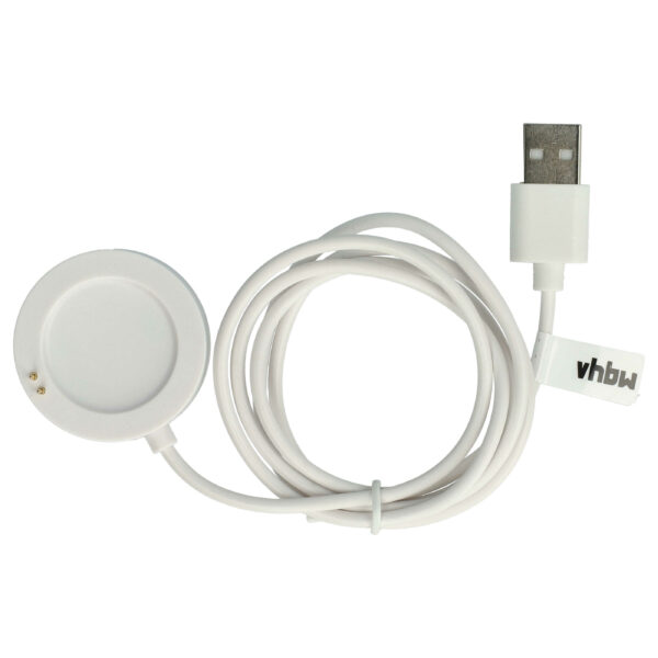 Base de Carregamento USB vhbw para Smartwatch Xiaomi Watch S2 42mm, 46mm - 102 cm, Branco
