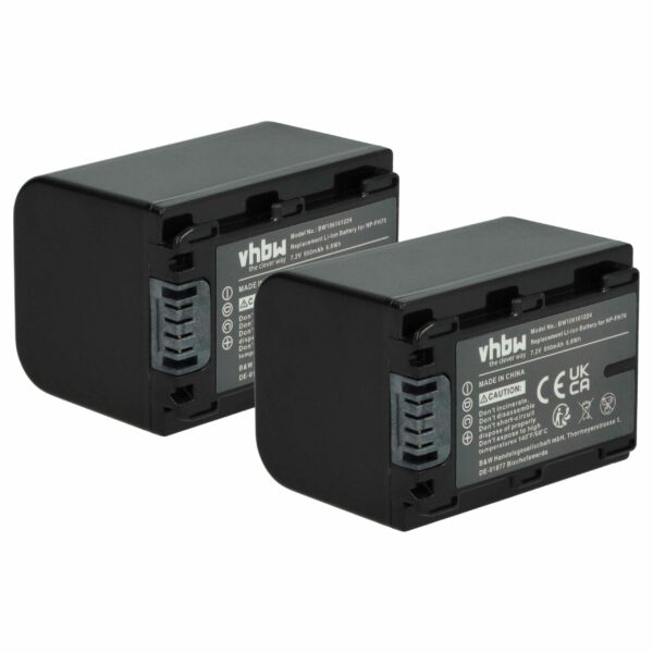 Bateria vhbw para Câmara Sony - Substituição NP-FH50, NP-FH100, NP-FH70, NP-FH40 - 950 mAh 7.2 V Li-Ion (Pack 2x)