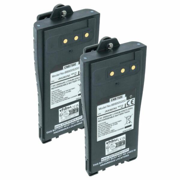 Bateria vhbw 2x 2000 mAh 7.6V Li-Ion para Rádio Entel CNB750E com Clip de Cinto