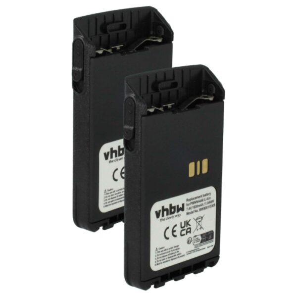 2x Bateria para Motorola CB Radio vhbw - Substitui PMNN4511A, PMNN4440, PMNN4502A - 1600 mAh 7.4V Li-Ion