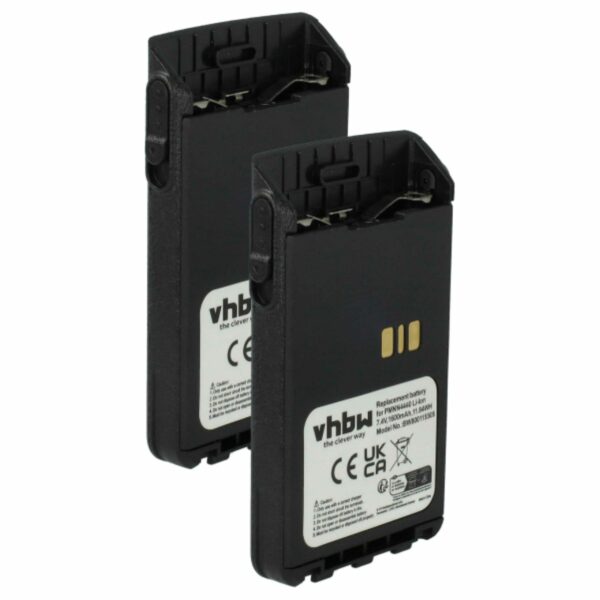 2x Bateria para Motorola CB Radio vhbw - Substitui PMNN4511A, PMNN4440, PMNN4502A - 1600 mAh 7.4V Li-Ion
