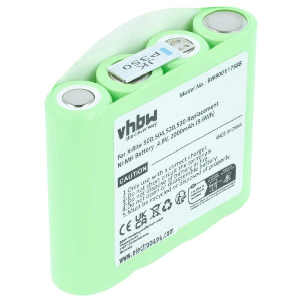 Bateria vhbw para X-Rite 500, 504, 508, 518, 520, 528, 530 (2000 mAh, 4.8 V, NiMH)