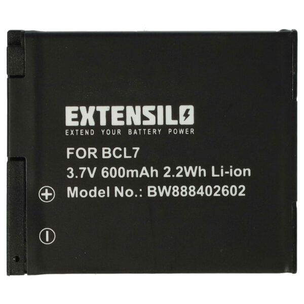 Bateria EXTENSILO para Panasonic DMW-BCL7 / DMW-BCL7E - 600mAh, 3.7V, Li-Ion