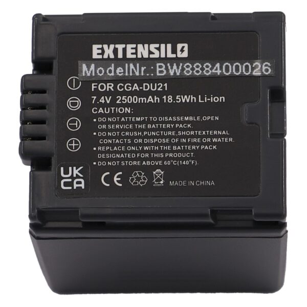 Bateria EXTENSILO compatível Hitachi DZ-BP21, DZ-BP14s, DZ-BP07s - 2500mAh, 7.4V, Li-Ion
