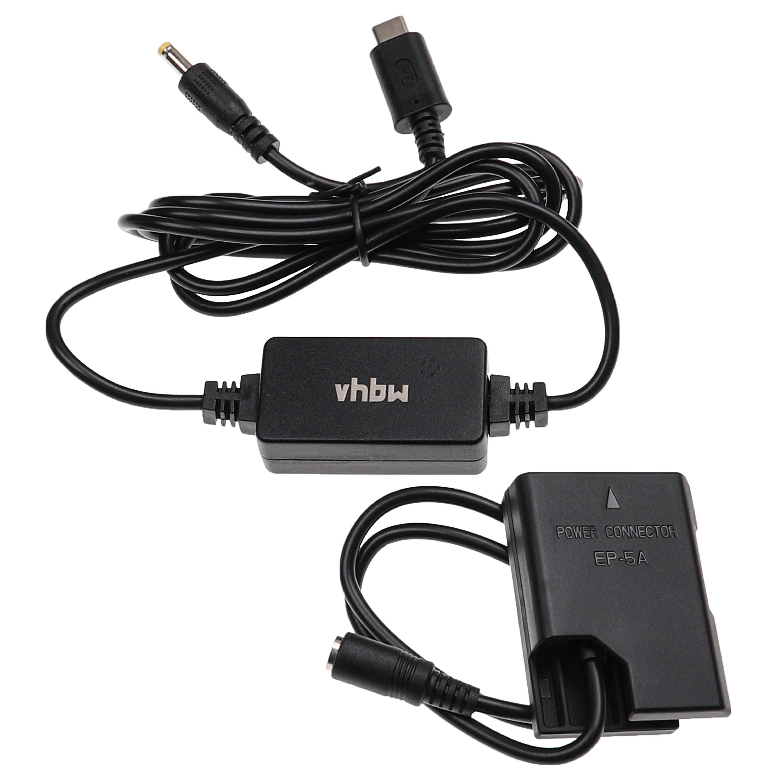 Alimentação USB vhbw substitui EH-5 para Câmaras Nikon + Acoplador DC - 2 m, 9 V 3.0 A - Image 2