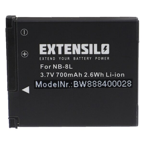 Bateria EXTENSILO compatível com Canon NB-8L - 700mAh, 3.7V, Li-Ion