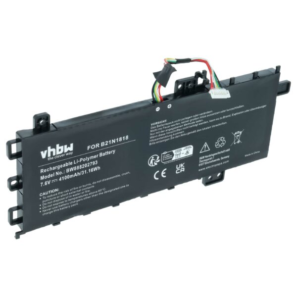 Bateria para Portátil vhbw compatível com Asus C21N1818 4100 mAh 7.6 V