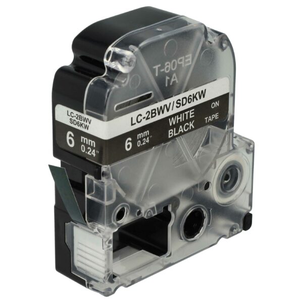 Fita de Etiquetas vhbw Substitui Epson LC-2BWV - 6 mm Preto e Branco