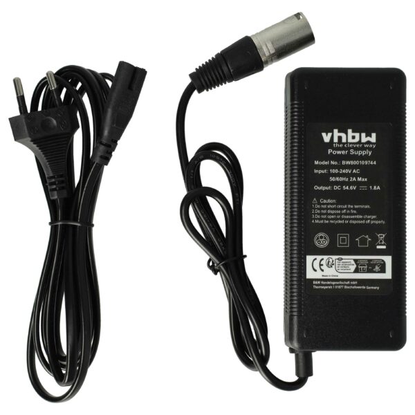 Carregador compatível vhbw para baterias de bicicleta elétrica NCM 48V - conectar XLR