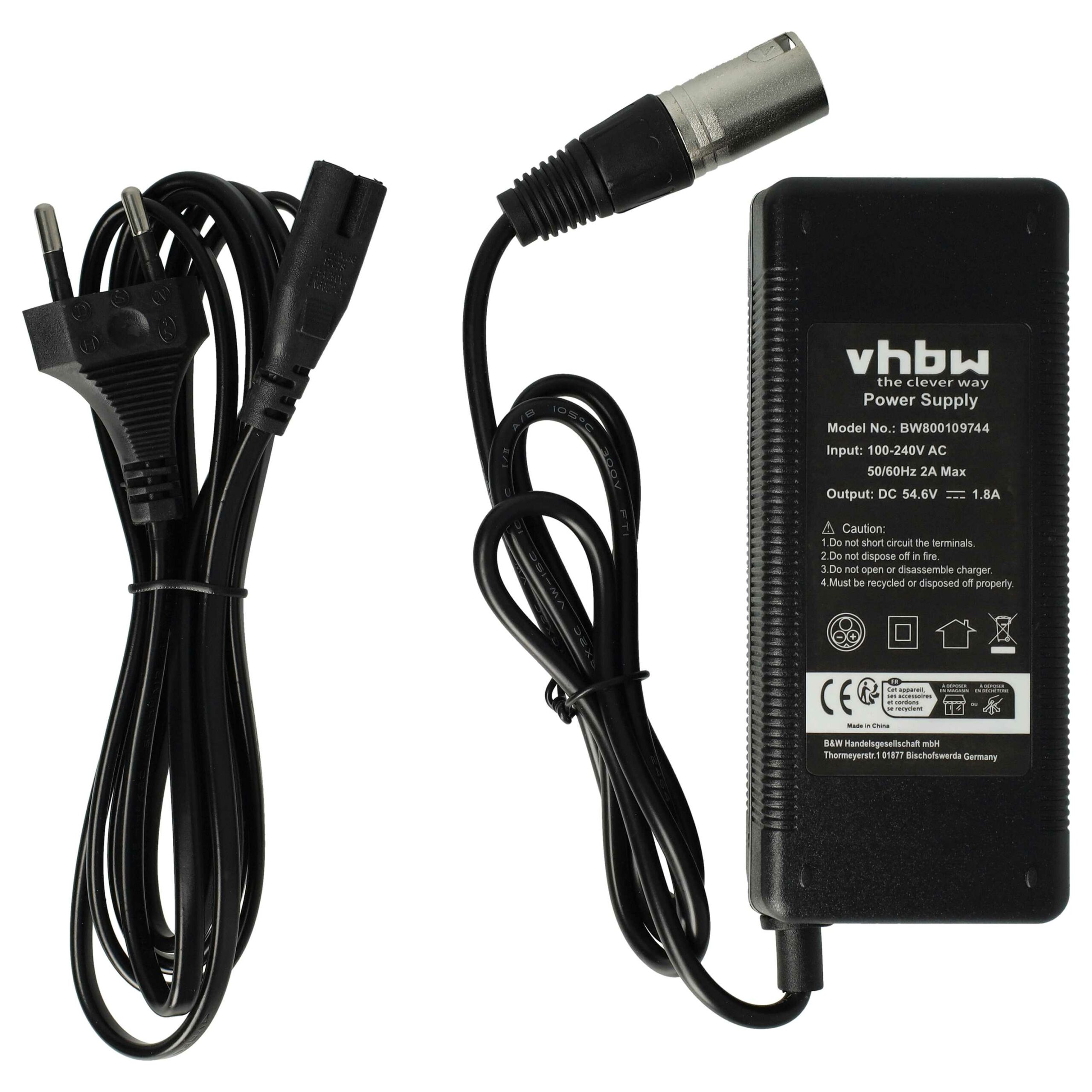 Carregador compatível vhbw para baterias de bicicleta elétrica NCM 48V - conectar XLR