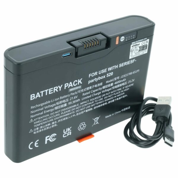 Bateria vhbw para JBL PartyBox 520, 720 e Boombox 4 - Li-Ion 4600 mAh (substitui FG6CELL21700G)