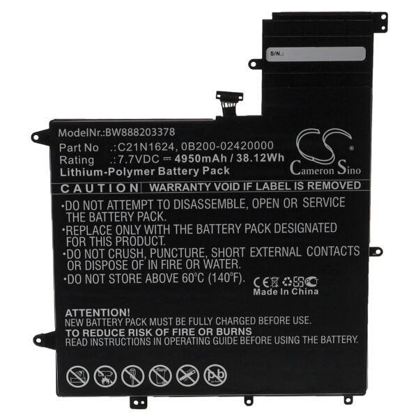 Bateria vhbw para Asus 0B200-02420000, C21N1624 - 4950 mAh 7.7 V Li-polymer