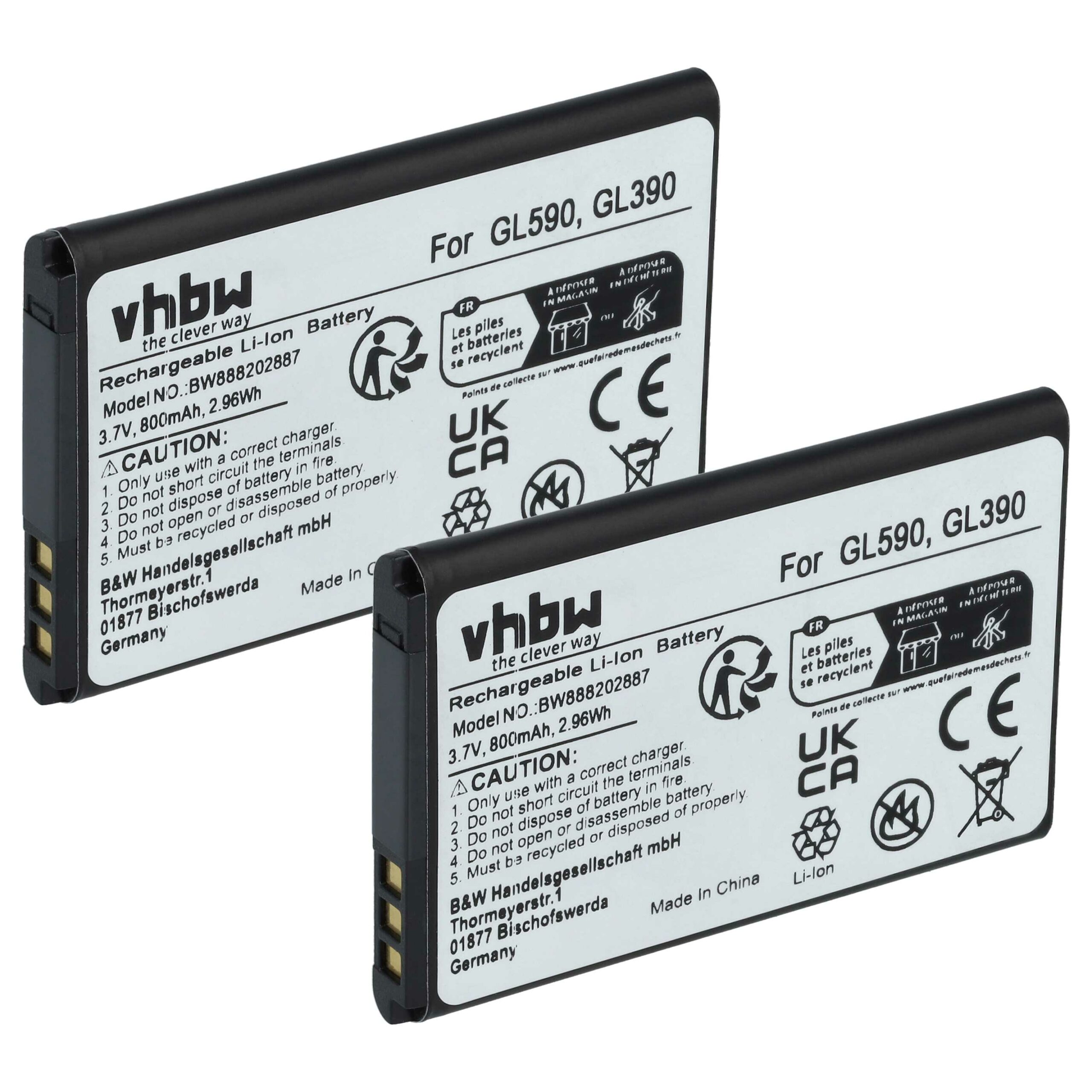 Bateria vhbw para Telemóvel de Idosos 800 mAh 3.7 V Li-Ion (Pack de 2)