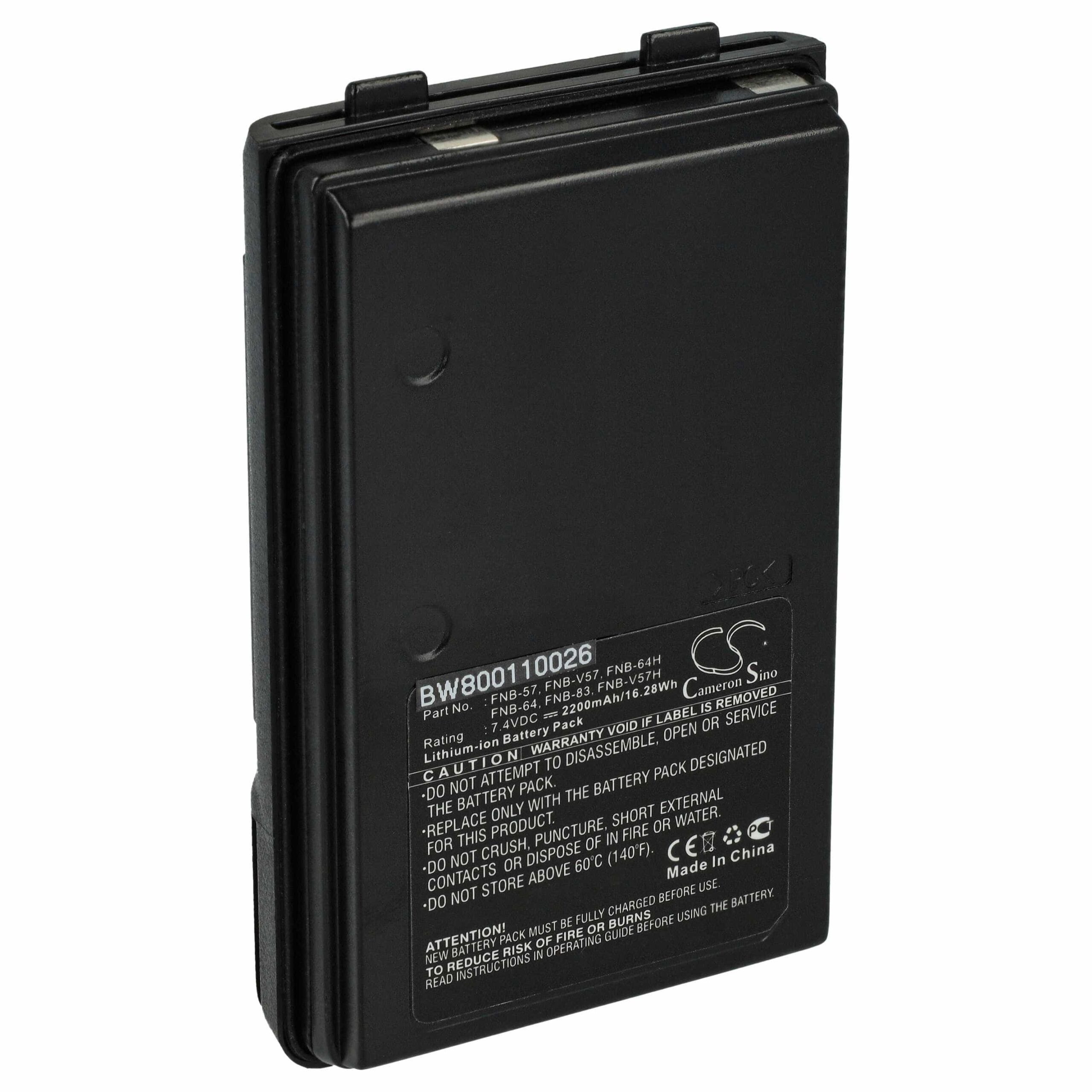 Bateria vhbw para Rádio Yaesu Vertex FNB-64H, FNB-57, FNB-64, FNB-83 - 2000 mAh 7.4 V Li-Ion