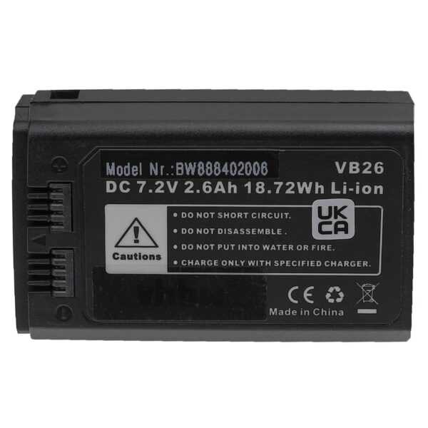 Bateria de Substituição vhbw para Flash Godox VB26A, VB26 - 2600 mAh 7.2 V Li-Ion