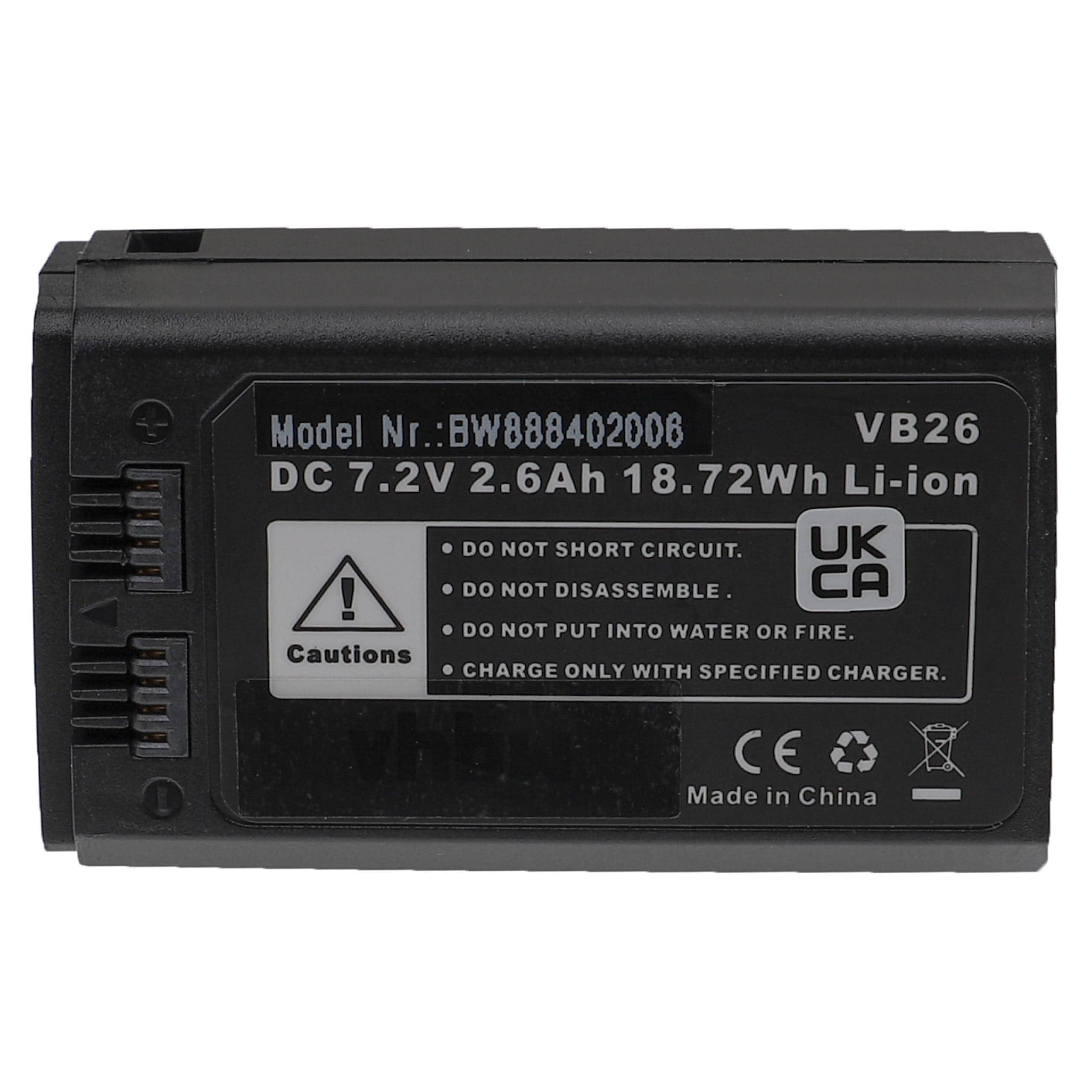 Bateria de Substituição vhbw para Flash Godox VB26A, VB26 - 2600 mAh 7.2 V Li-Ion