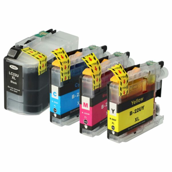 Pack 4 Cartuchos de Tinta vhbw compatível Brother LC22UBK, LC-22UBKXL - Preto, Ciano, Magenta, Amarelo